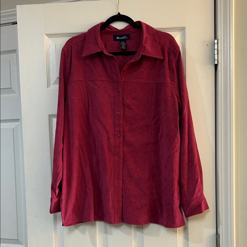 Denim&Co Rich Burgundy Suede Shirt